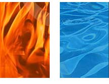 Pictures of fire and water